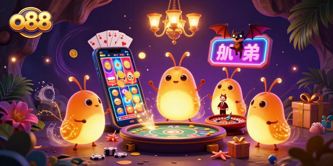 Experience exciting games at o88 casino with vibrant glowworms lighting up the action in a dynamic 3D scene.