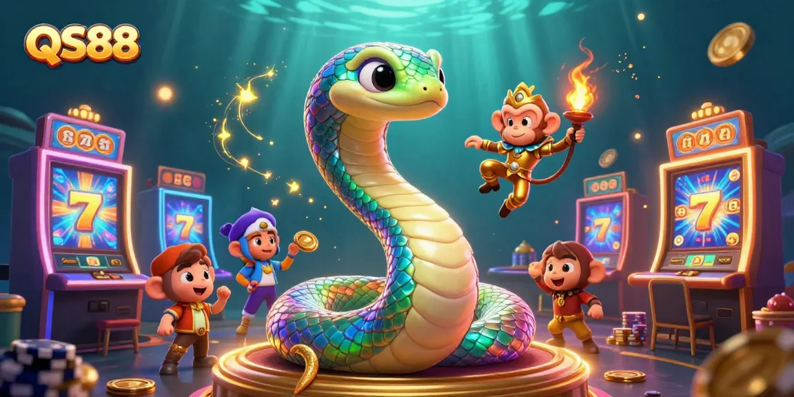 Join the action at QS88 casino with vibrant games and enchanting characters in a lively scene.