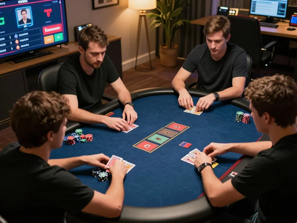 KWIN players strategizing in an online poker game, showcasing immersive gameplay elements