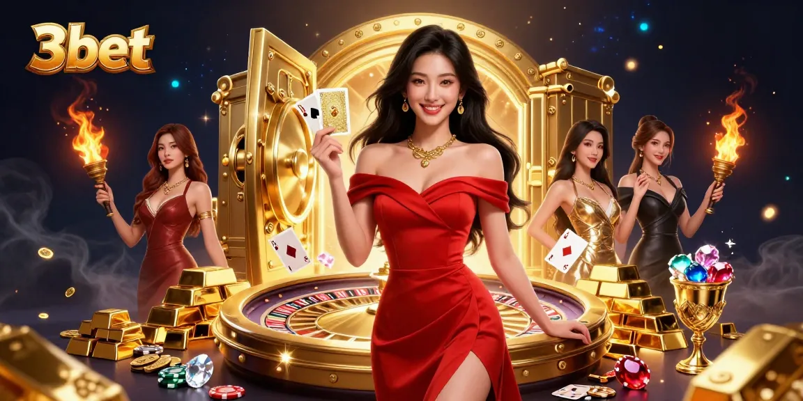 Experience the excitement at 3bet with a captivating young woman revealing a golden playing card.