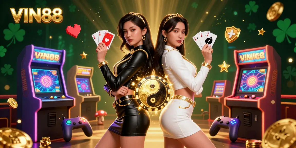 Experience the allure of VIN88 as stunning characters engage in vibrant casino gaming action.