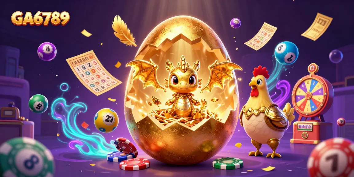 Experience the excitement of GA6789 with a golden baby dragon and poker chips!