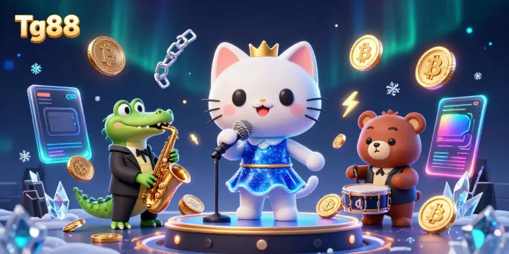 Experience the thrill of playing at Tg88 with vibrant characters and casino elements.