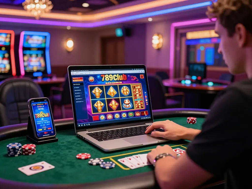 Engaging 789club online casino gaming scene with vibrant lights and player interaction.
