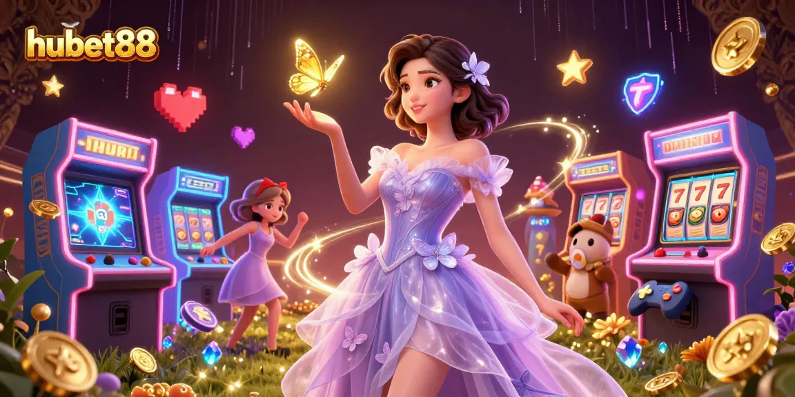Engage in thrilling slots and jackpots at hubet88, showcasing a vibrant 3D illustration of gaming excitement.