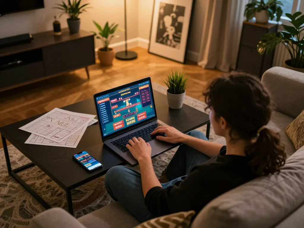 Engaging online gaming experience on trang chủ 789p with player analyzing strategy notes