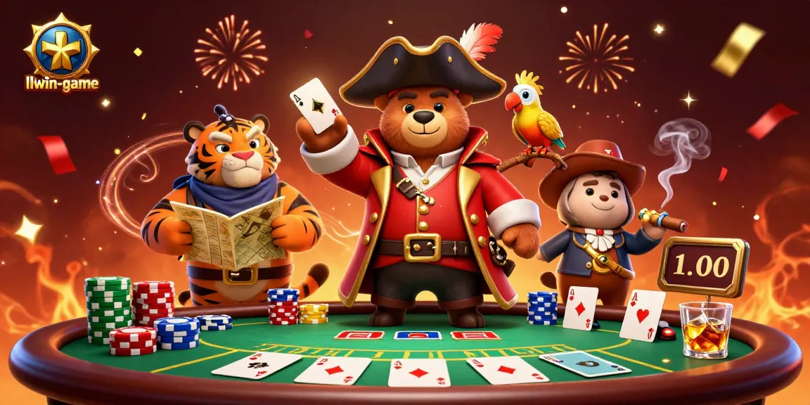 Experience thrilling gameplay with llwin-game while enjoying a dynamic poker scene featuring a bear captain and tiger first mate.