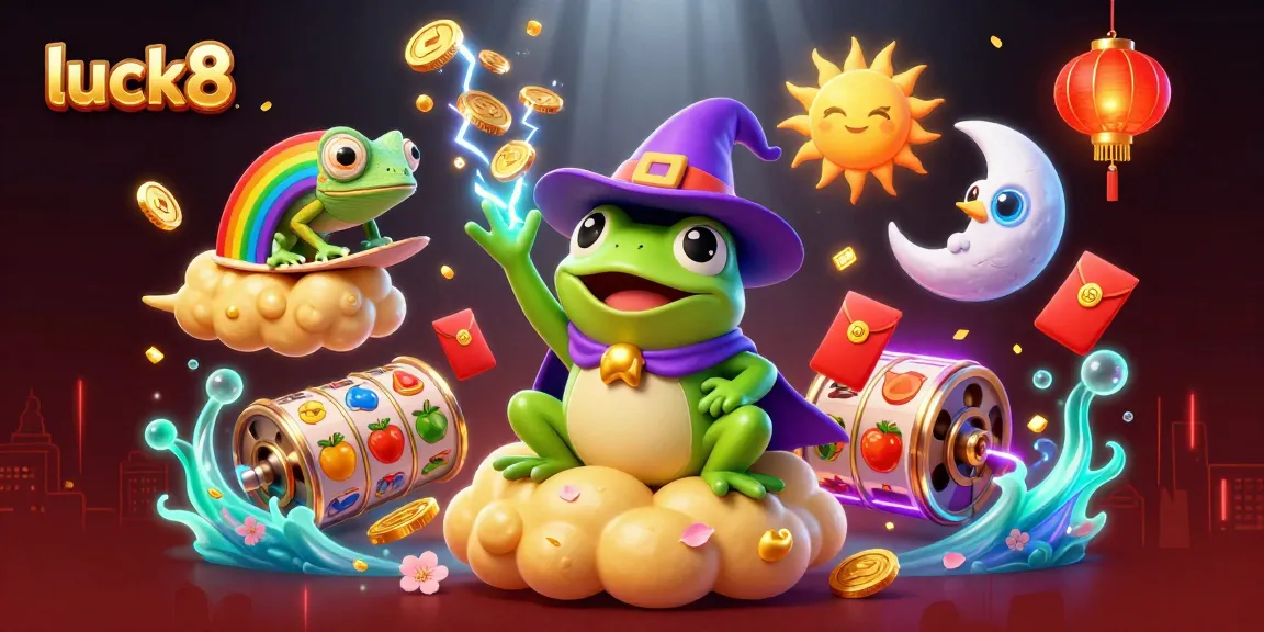 luck8 casino scene with colorful characters and vibrant gambling elements, enhancing excitement and engagement