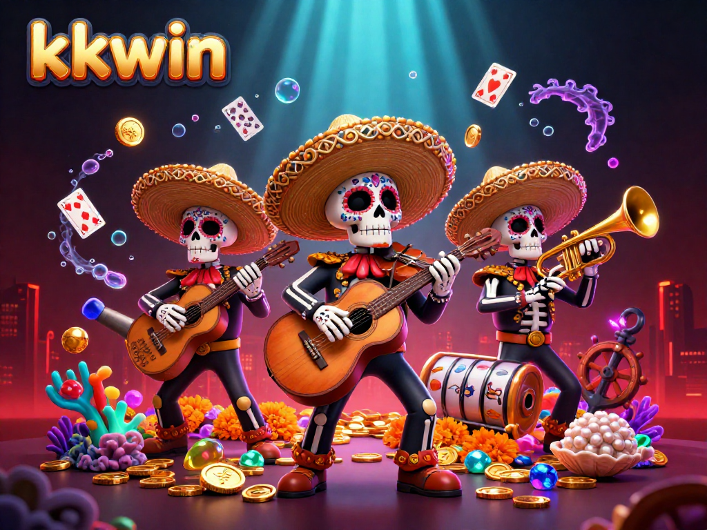 Experience thrilling slot action with kkwin's vibrant mariachi band and underwater treasure dynamic.