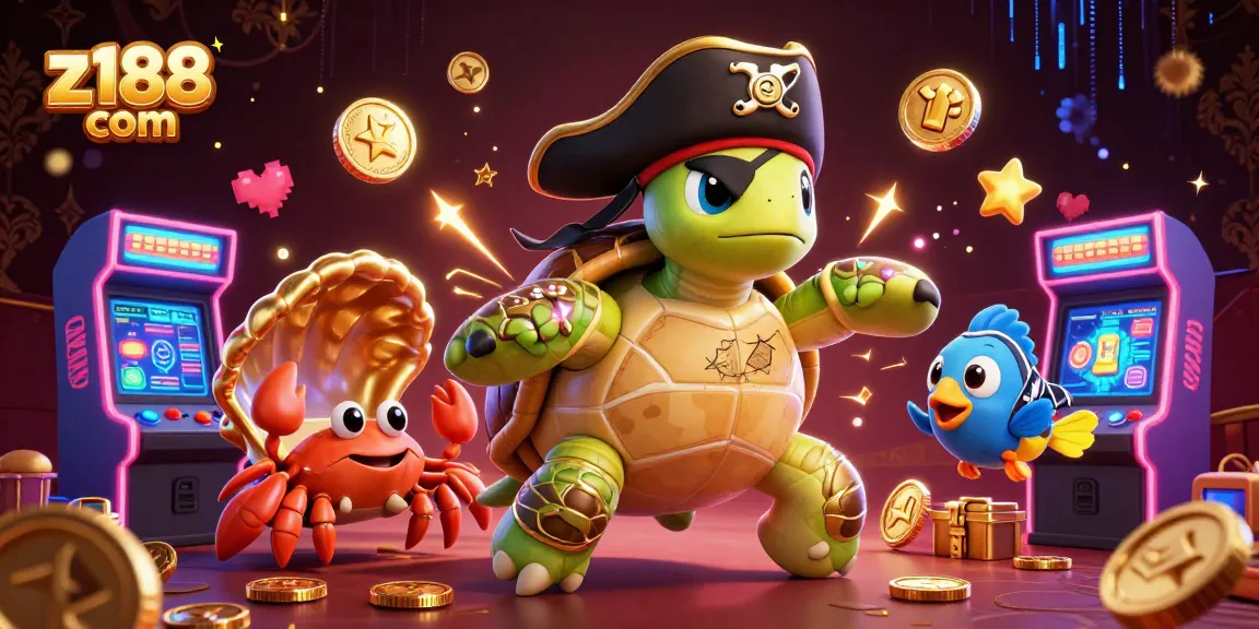 Engage in exciting gameplay at z188 com with a vibrant casino-themed 3D illustration showcasing thrilling characters and game elements.