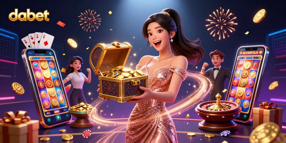 Experience thrilling wins at dabet with a stunning casino illustration showcasing treasures and games.