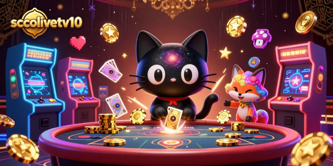 Feel the excitement of socolivetv10 with the cosmic casino cat drawing in winning chips and cards.