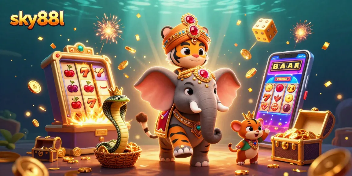 Bet big with sky88l in a vibrant 3D casino scene filled with exciting gaming elements.