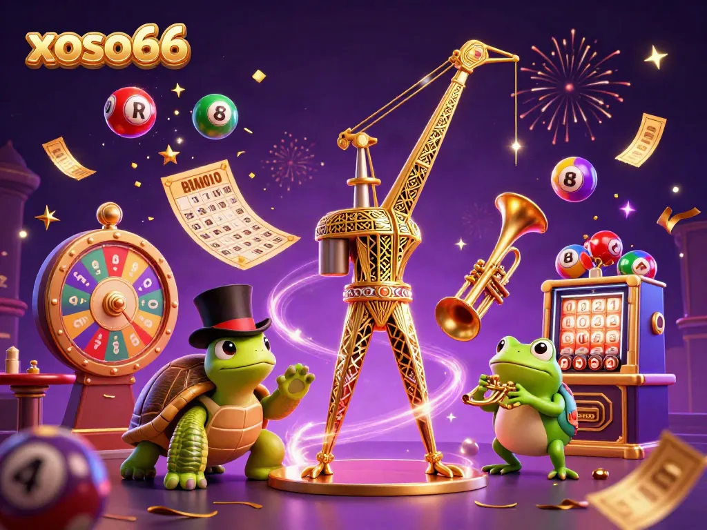 Experience excitement with xoso66 in a vibrant, lively lottery-themed digital illustration.
