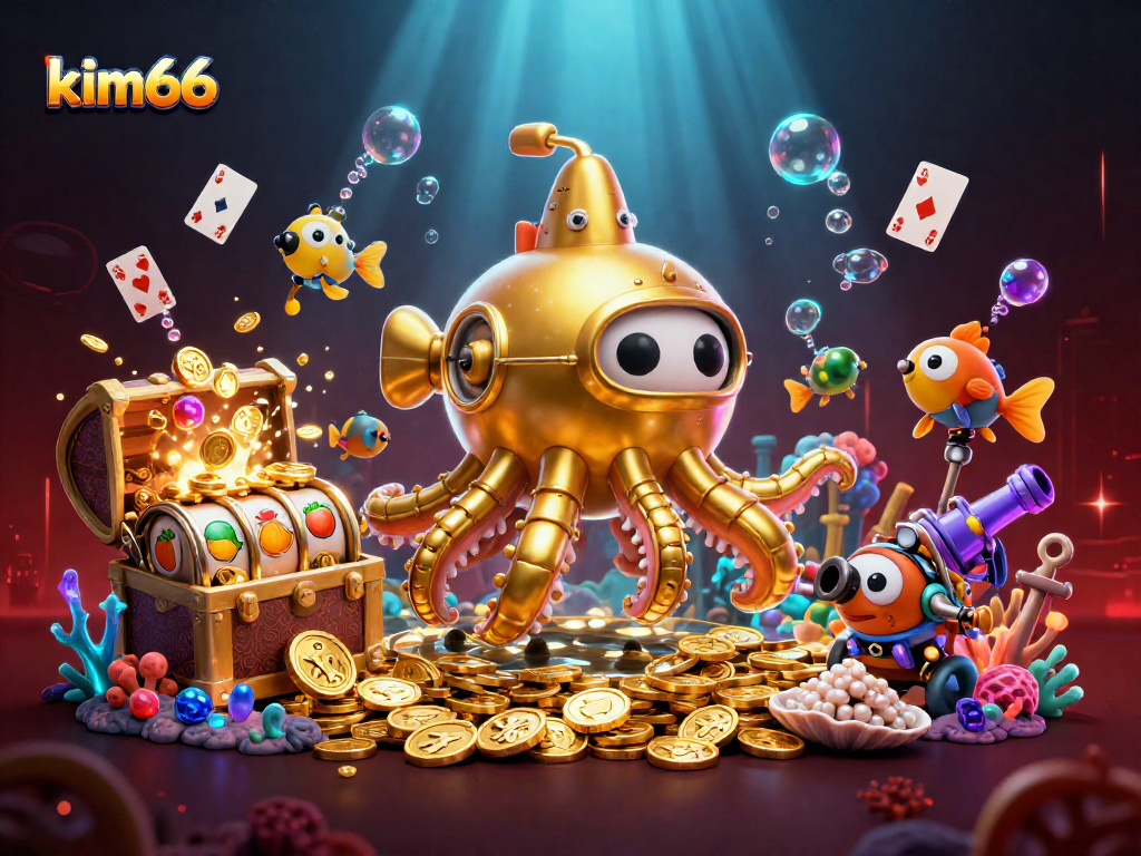 kim66 engages players in a dazzling underwater casino with golden treasures and vibrant gameplay elements.