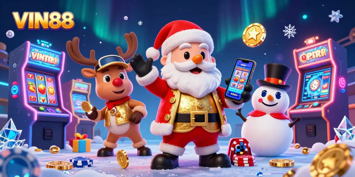 Experience thrilling jackpots at VIN88 with a vibrant casino scene featuring fun characters.