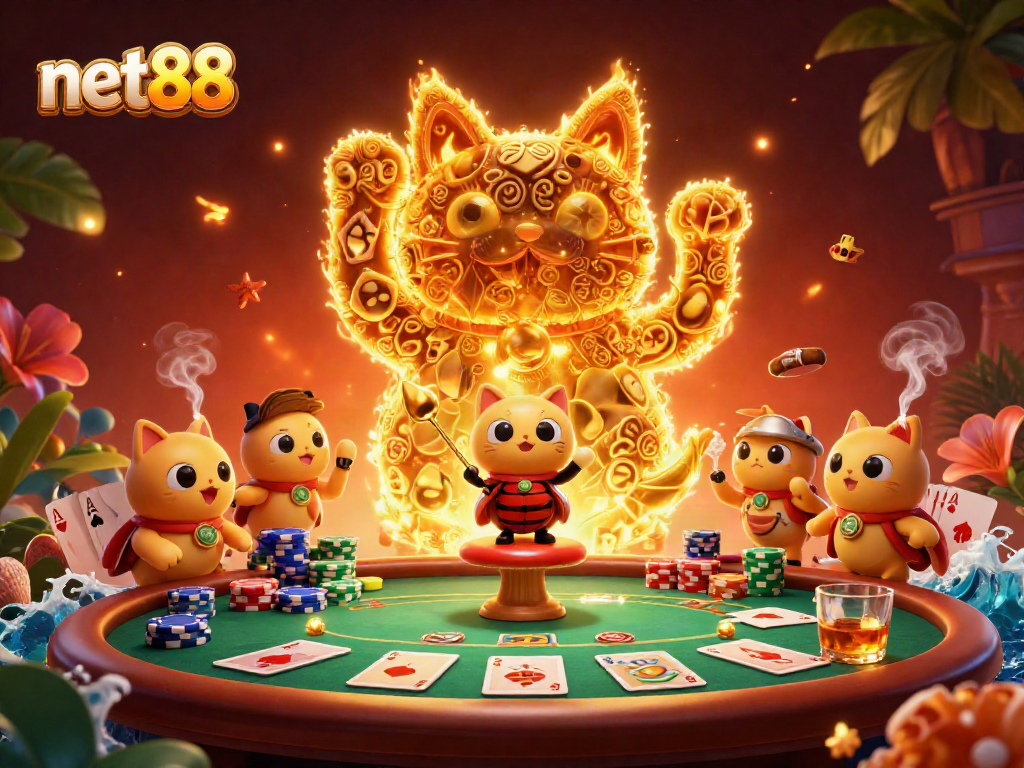 Join the fun with net88 as the lucky cat brings exciting casino action and vibrant game elements!
