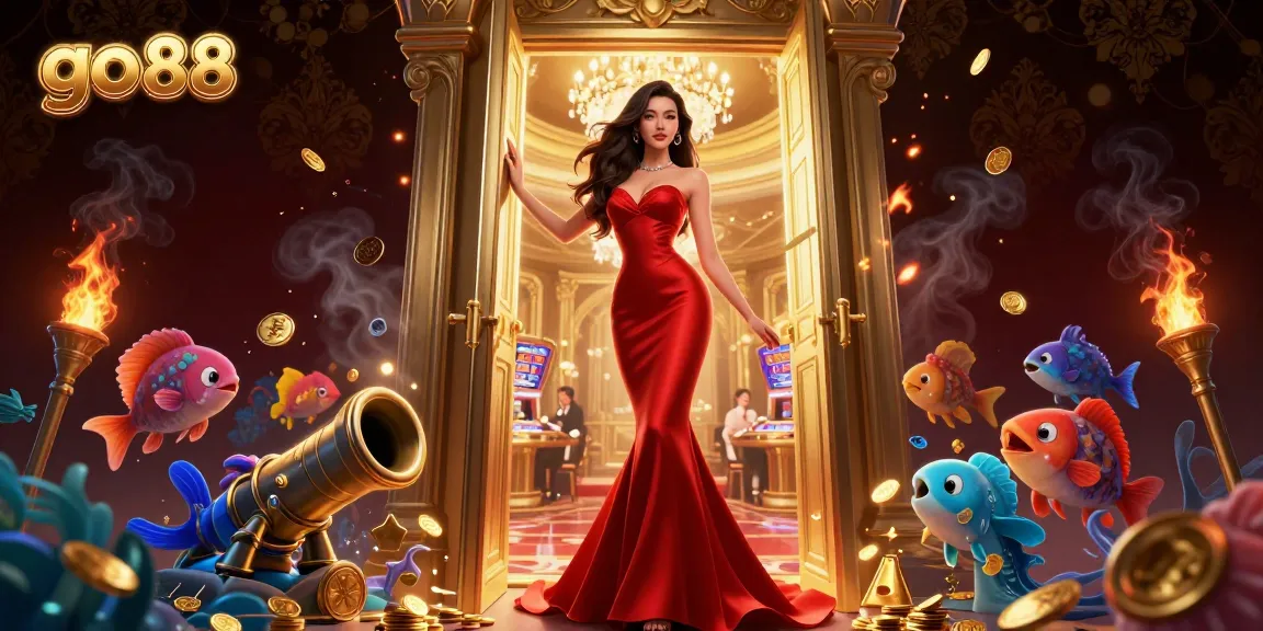 Engaging in thrilling fishing gameplay at go 88 with underwater elements and vibrant casino atmosphere.
