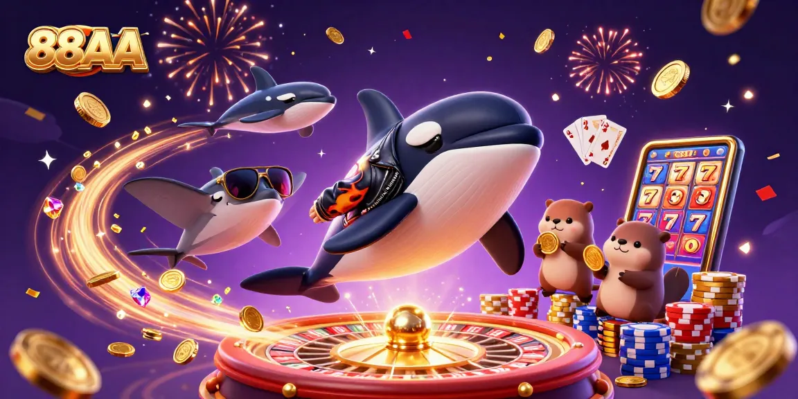 88AA players jump into action with orca and otters while celebrating wins in 3D casino