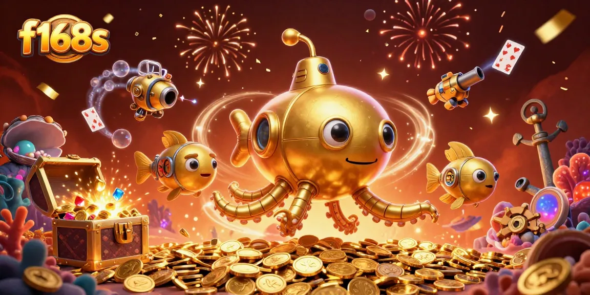 Capture the excitement of f168s with vibrant 3D visuals, showcasing energetic underwater casino adventures.