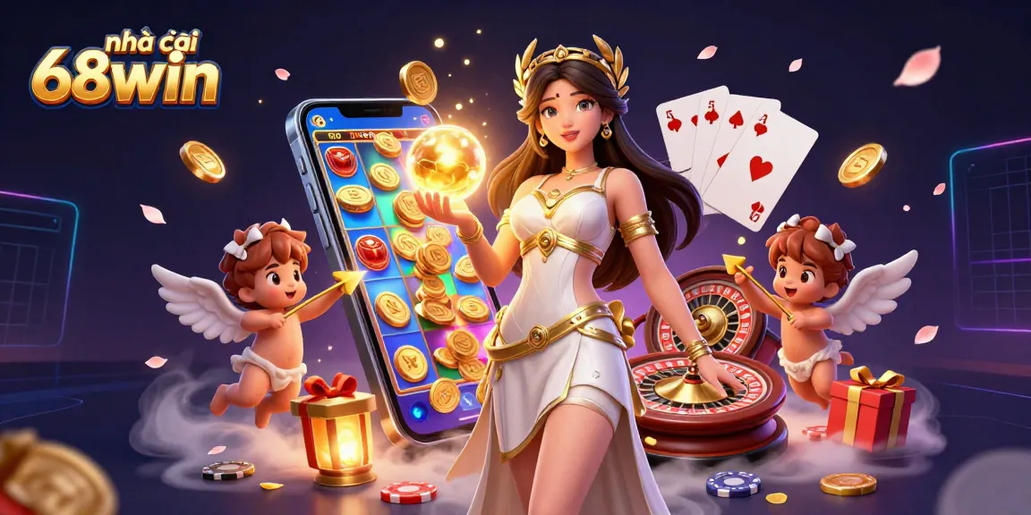 Engage with nhà cái 68win through this vibrant, dynamic gaming illustration showcasing immersive casino experiences.