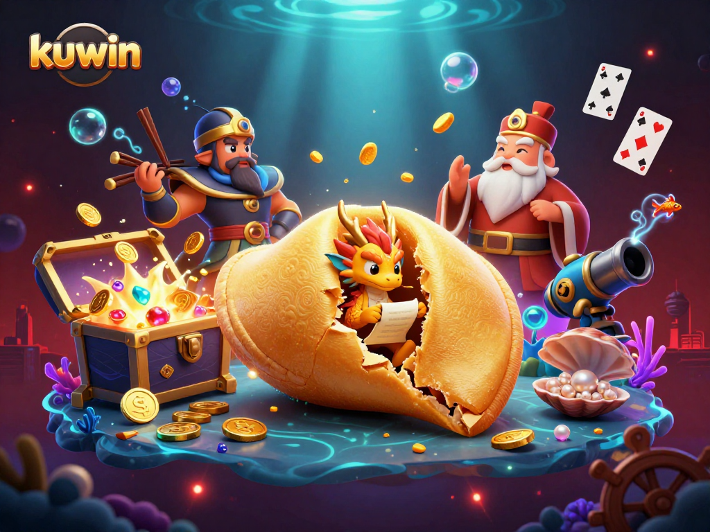 Win big with kuwin at this vibrant online casino scene filled with treasures.
