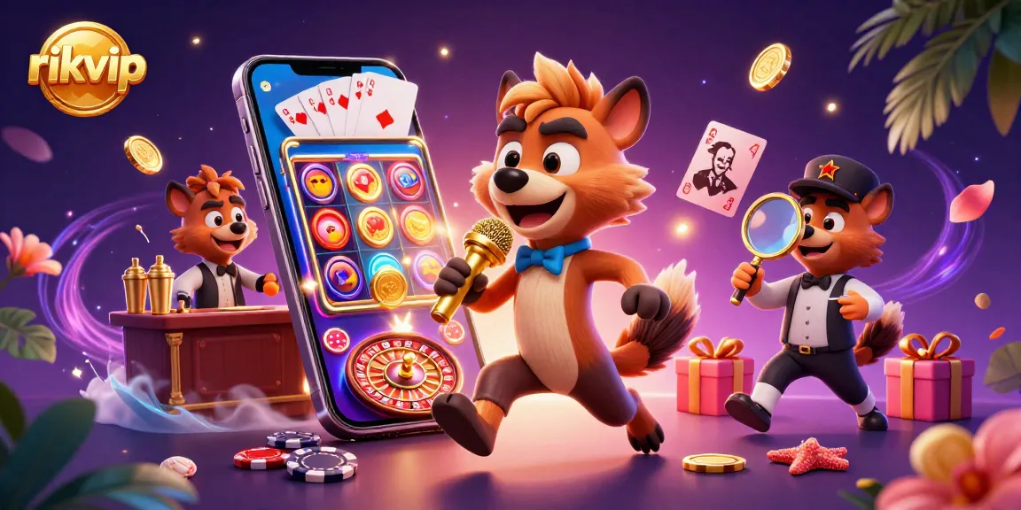 Experience the chaos of rikvip's comedy casino with hyenas, cocktails, and laughter.