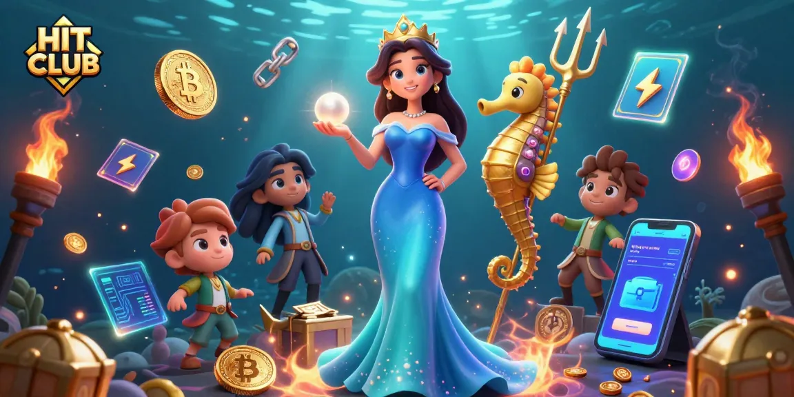 Win big with HIT CLUB at this captivating underwater casino adventure illustration.