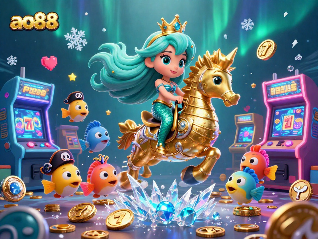 Experience the thrill of ao88 with our vibrant underwater casino adventure illustration.