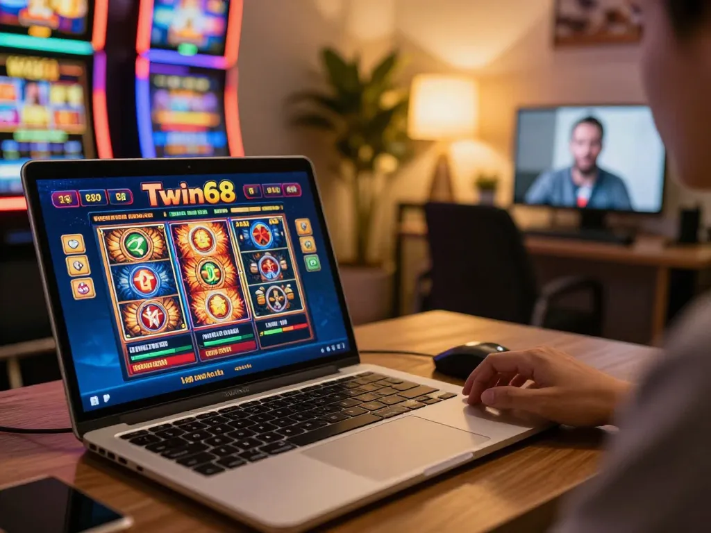 Twin68 platform highlights players enjoying online gaming experience with exciting visuals.