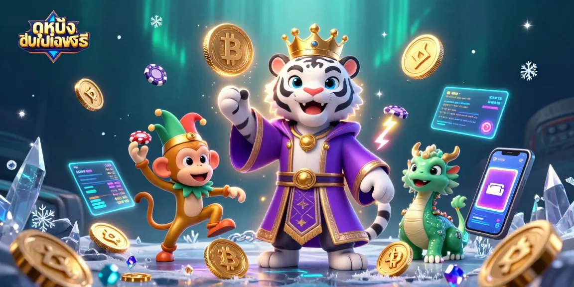 Experience ดูหนังออนไลน์ฟรี in an energetic casino scene with animated characters and vibrant gaming elements.