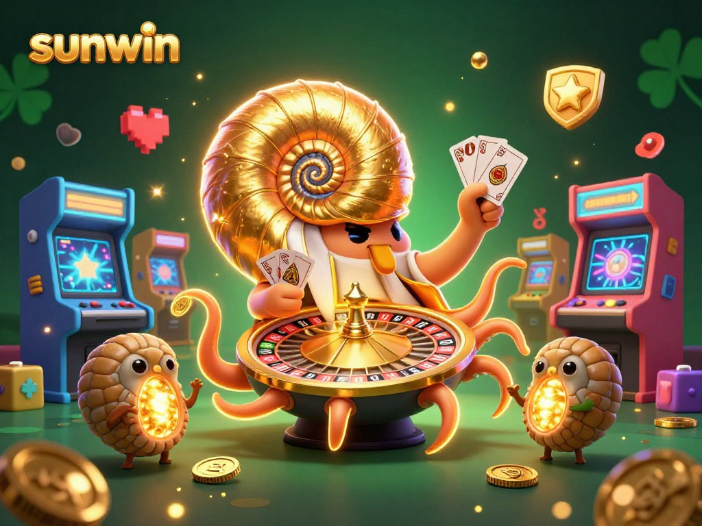 Engage with exciting casino games at Sunwin, featuring a dynamic nautilus roulette character.