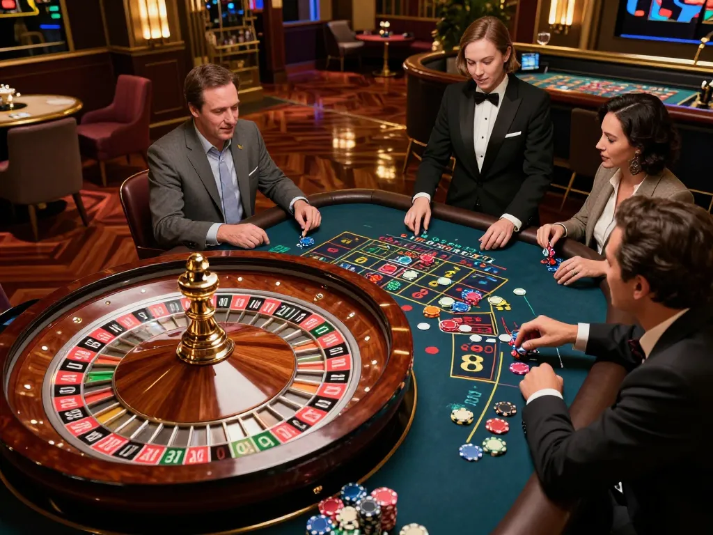 Exciting moment at the roulette table showcasing tr88 as players place bets in a classic casino