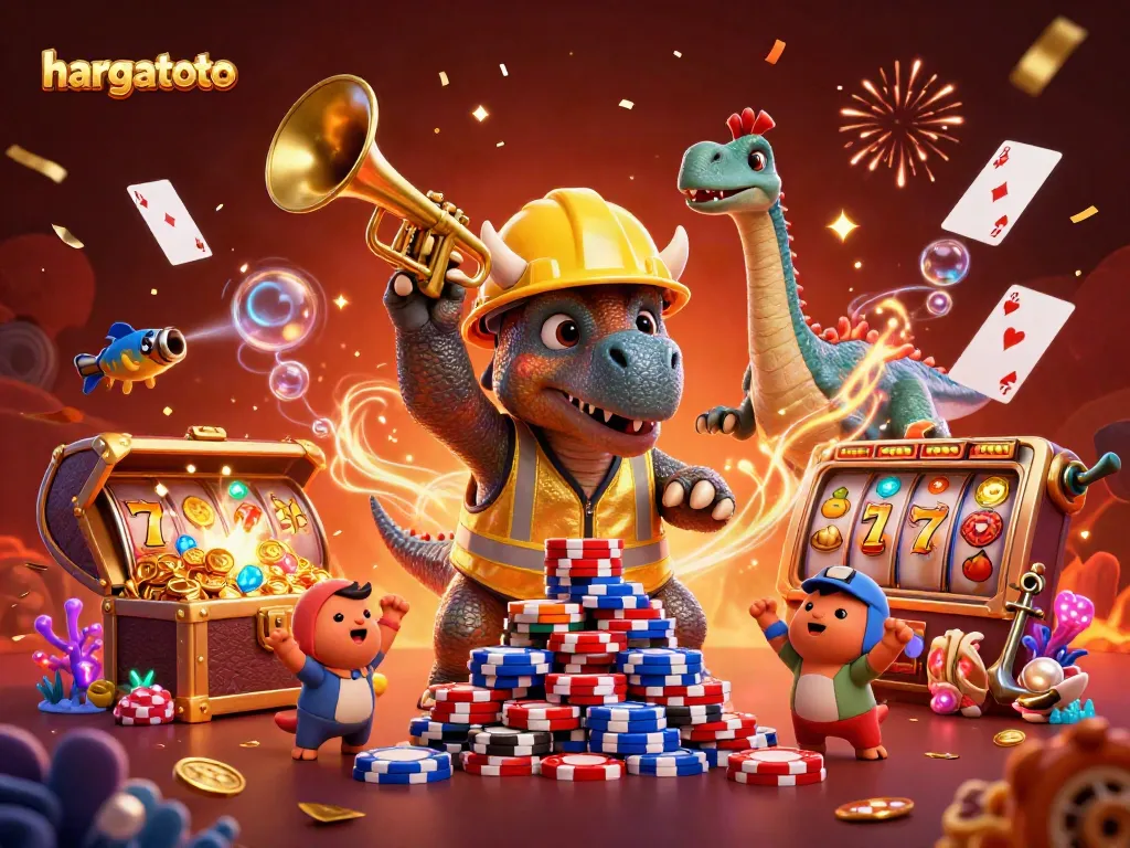 Transform your gaming experience with hargatoto, featuring vibrant slot reels and engaging characters.