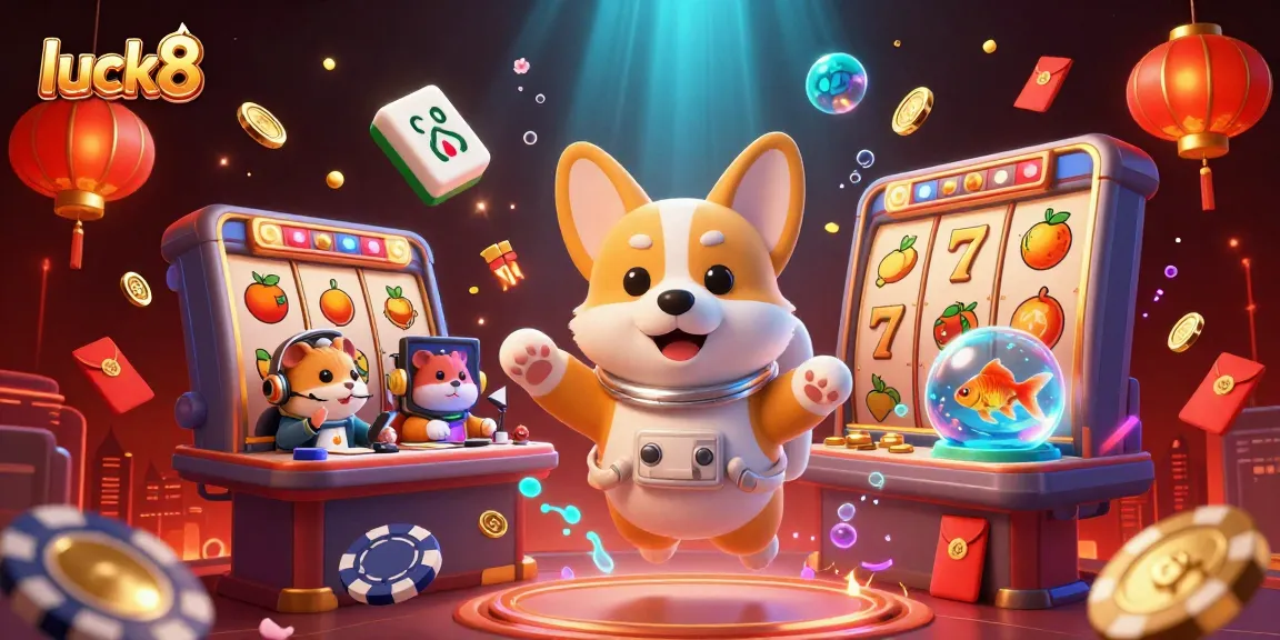 Experience luck8's exciting casino world with a gambling-themed astronaut scene.
