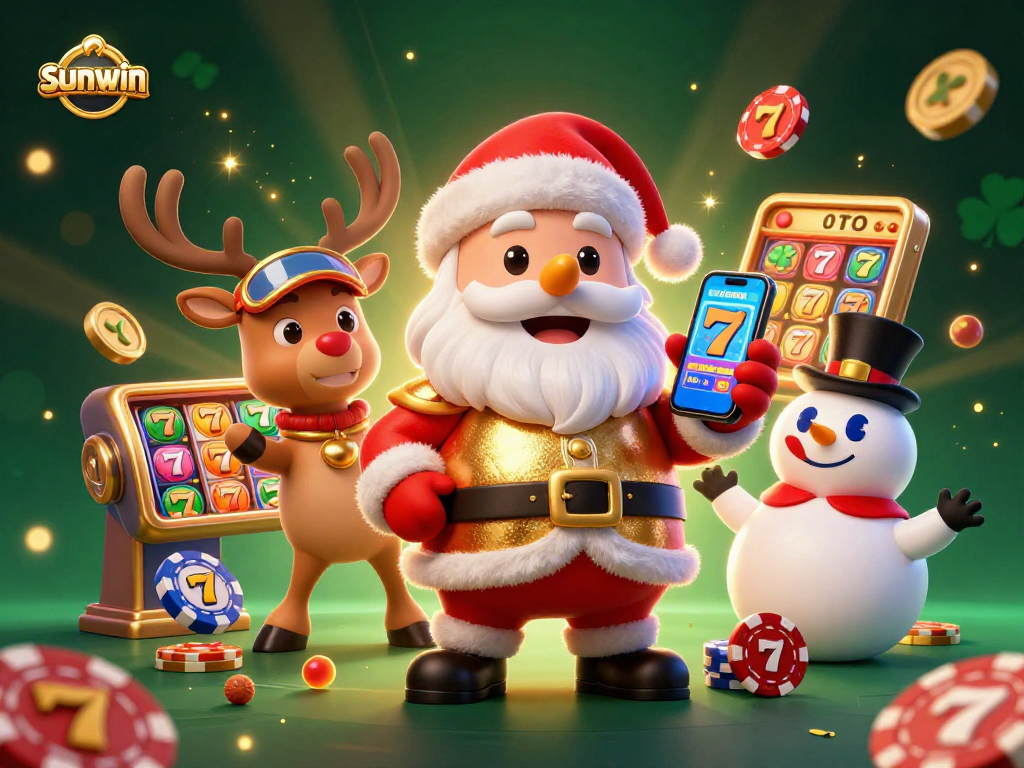 Experience thrilling jackpots and slots at sunwin with festive characters and game elements.