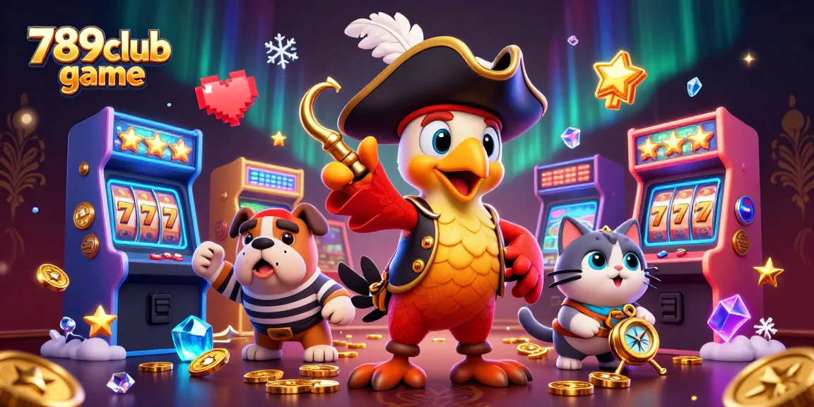Experience the excitement of 789club game with a vibrant 3D casino scene featuring dynamic characters and arcade elements.