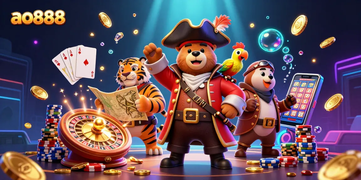 Win big with ao888 in a vibrant, action-packed casino scene filled with luck and excitement.