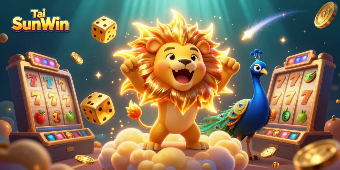 Tải SunWin to experience thrilling slots and dynamic golden dice in a vibrant casino scene.