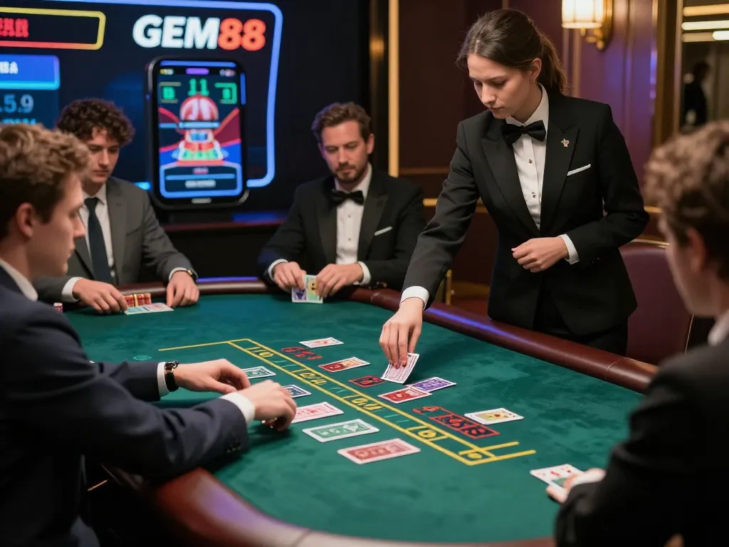 Watch players experience the excitement of GEM88 live dealer blackjack gameplay with intense focus.