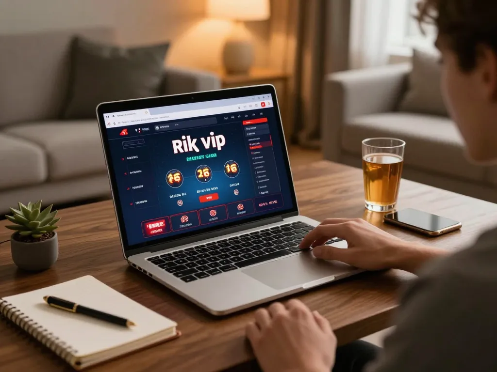 Engaging with the rik vip online casino experience at home, showcasing gaming strategy.