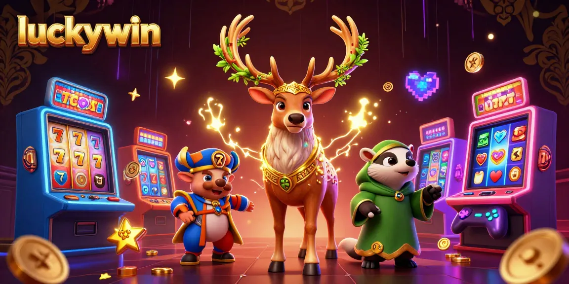 Experience thrilling gameplay with luckywin's vibrant 3D illustration featuring dynamic casino elements and characters.