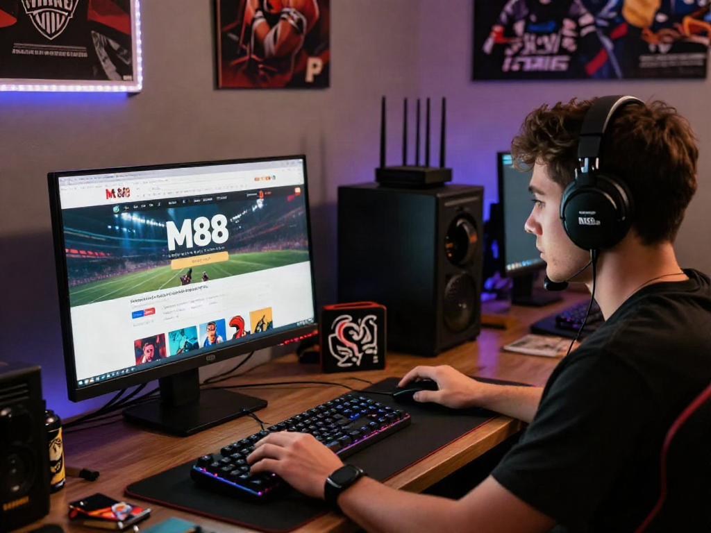 M88 Login alternatif interface showcased by a user engaged in online gambling.