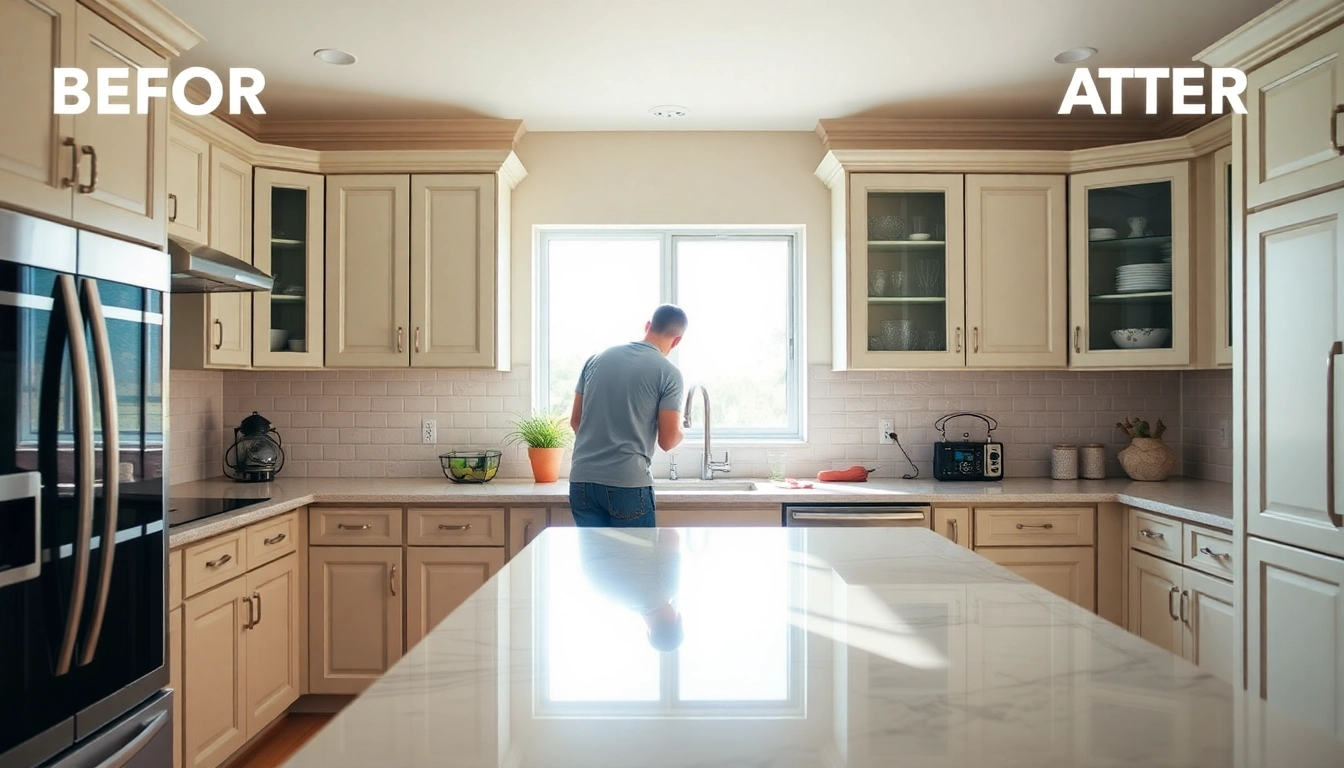 Cabinet Refacing Clearwater FL showcasing a modern kitchen transformation with vibrant new cabinets.
