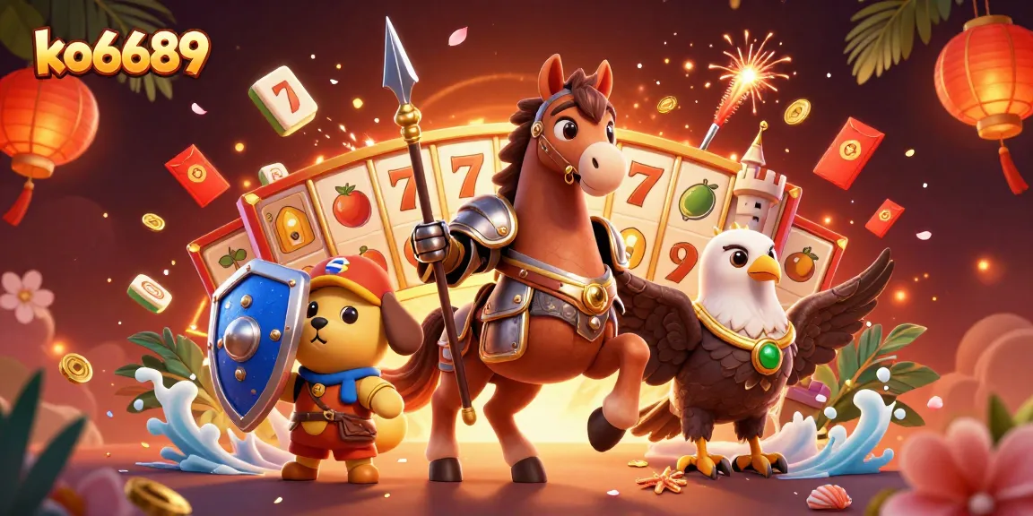 Engage in thrilling gameplay at ko6689 featuring vibrant slot reels and medieval characters.