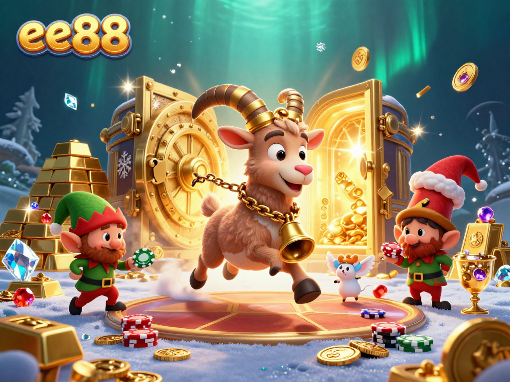 Experience the thrilling ee88 casino atmosphere with festive characters in a vibrant 3D scene.
