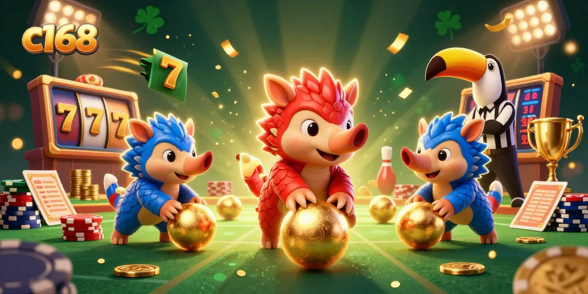 Experience exciting gameplay at c168 with dynamic pangolins bowling through poker chips.