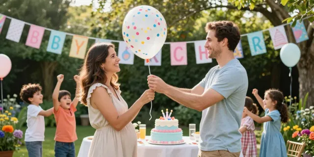 Sneak a peek at this site with joyful parents revealing baby's gender at a vibrant party.