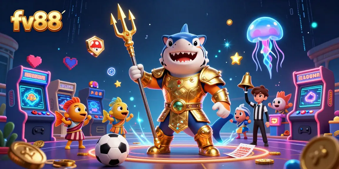 Experience thrilling sports betting with fv88 in this vibrant underwater colosseum scene featuring dynamic casino elements.