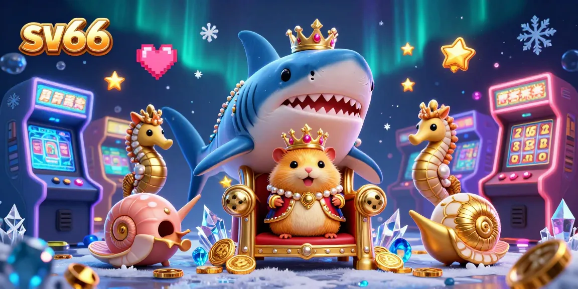 Experience thrilling gaming adventures at sv66 with a fierce golden hamster king and vibrant casino elements.